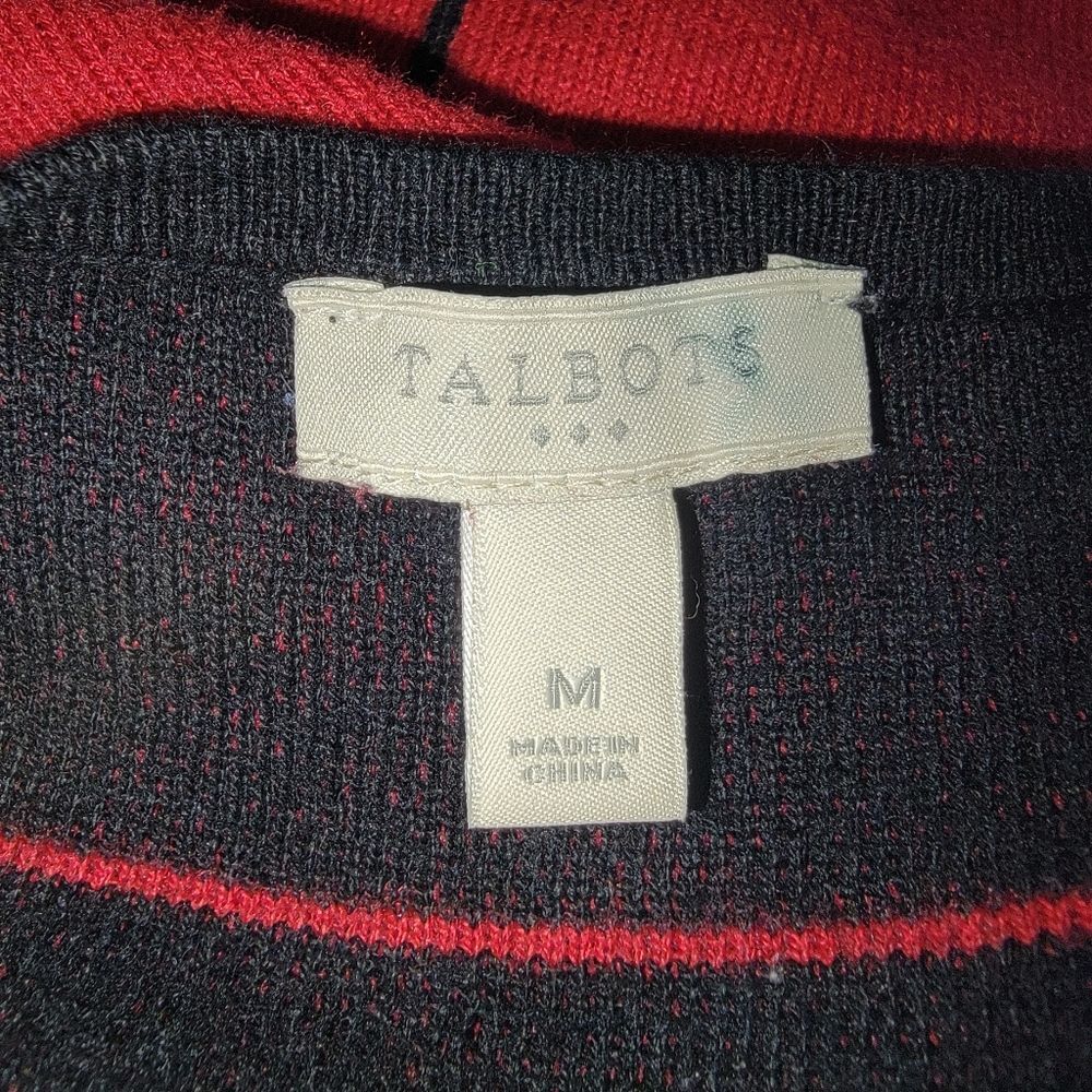 Talbots Windowpane Red & Black Open Front Cardiga… - image 4